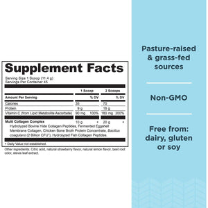 Ancient Nutrition Collagen Powder Protein, Multi Collagen Protein Powder, Strawberry Lemonade, 45 Servings, W/Vitamin C, Hydrolyzed Collagen Peptides For Skin, Nails, Gut Health And Joints, 18.1oz,