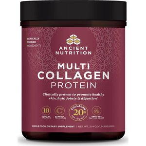 Ancient Nutrition Collagen Powder Protein With Probiotics, Multi Collagen Protein, Unflavored, 60 Servings, Hydrolyzed Collagen Peptides Supports Skin And Gut Health, Joint Supplement, 21.38oz,