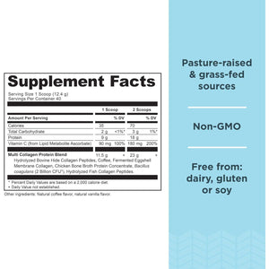 Ancient Nutrition Hydrolyzed Collagen Peptides Powder, Cold Brew Multi Collagen Protein For Women And Men, 40 Servings, Supports Skin And Nails, Gut Health, 17.5 Oz,