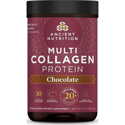 Ancient Nutrition Hydrolyzed Collagen Peptides Powder With Probiotics, Chocolate Multi Collagen Protein For Women And Men With Vitamin C, 24 Servings, Supports Skin And Nails, Gut Health, 10oz,