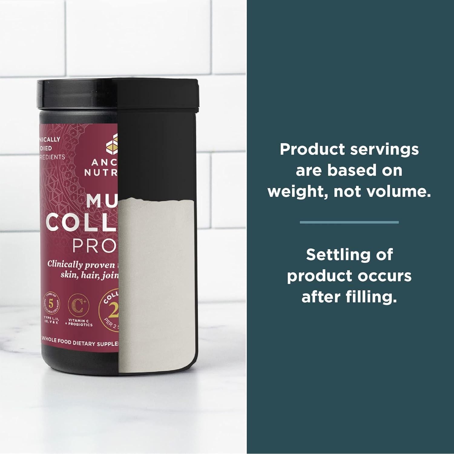 Ancient Nutrition Hydrolyzed Collagen Peptides Powder With Probiotics, Unflavored Multi Collagen Protein For Women And Men With Vitamin C, 24 Servings, Supports Skin And Nails, Gut Health, 8.6oz,