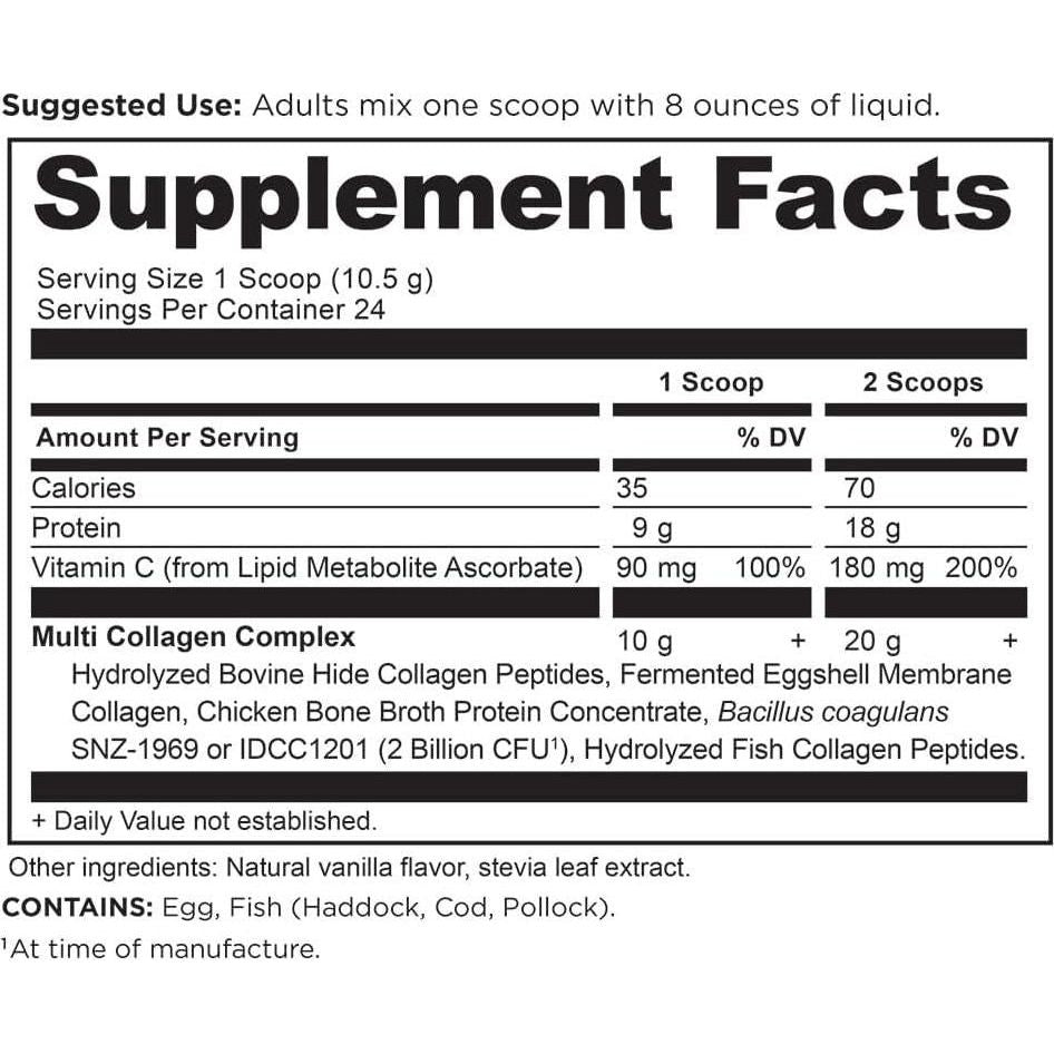 Ancient Nutrition Hydrolyzed Collagen Peptides Powder With Probiotics, Vanilla Multi Collagen Protein For Women And Men With Vitamin C, 24 Servings, Supports Skin And Nails, Gut Health, 8.9oz,