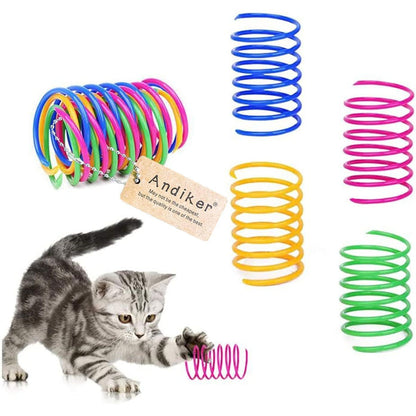 Andiker Cat Spring Toy, 12 Pcs, Heavy Plastic, Colorful Spiral for Swatting & Biting, Interactive Kitten Toy