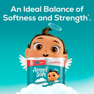Angel Soft Toilet Paper, 6 Super Mega Rolls (Equivalent to 36 Regular Rolls), Soft & Strong
