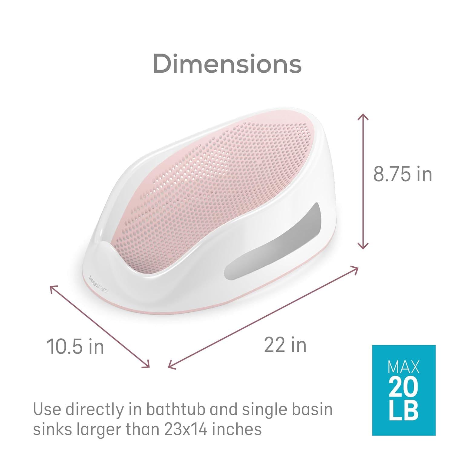 Angelcare Baby Bath Support (Pink) | Ideal For Babies Less Than 6 Months Old,763529313210