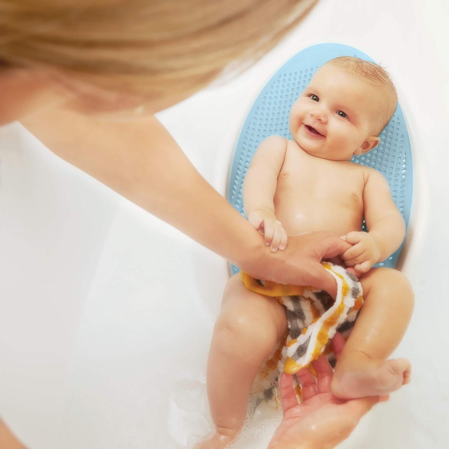 Angelcare Baby Bath Support (Aqua) | Ideal For Babies Less Than 6 Months Old,