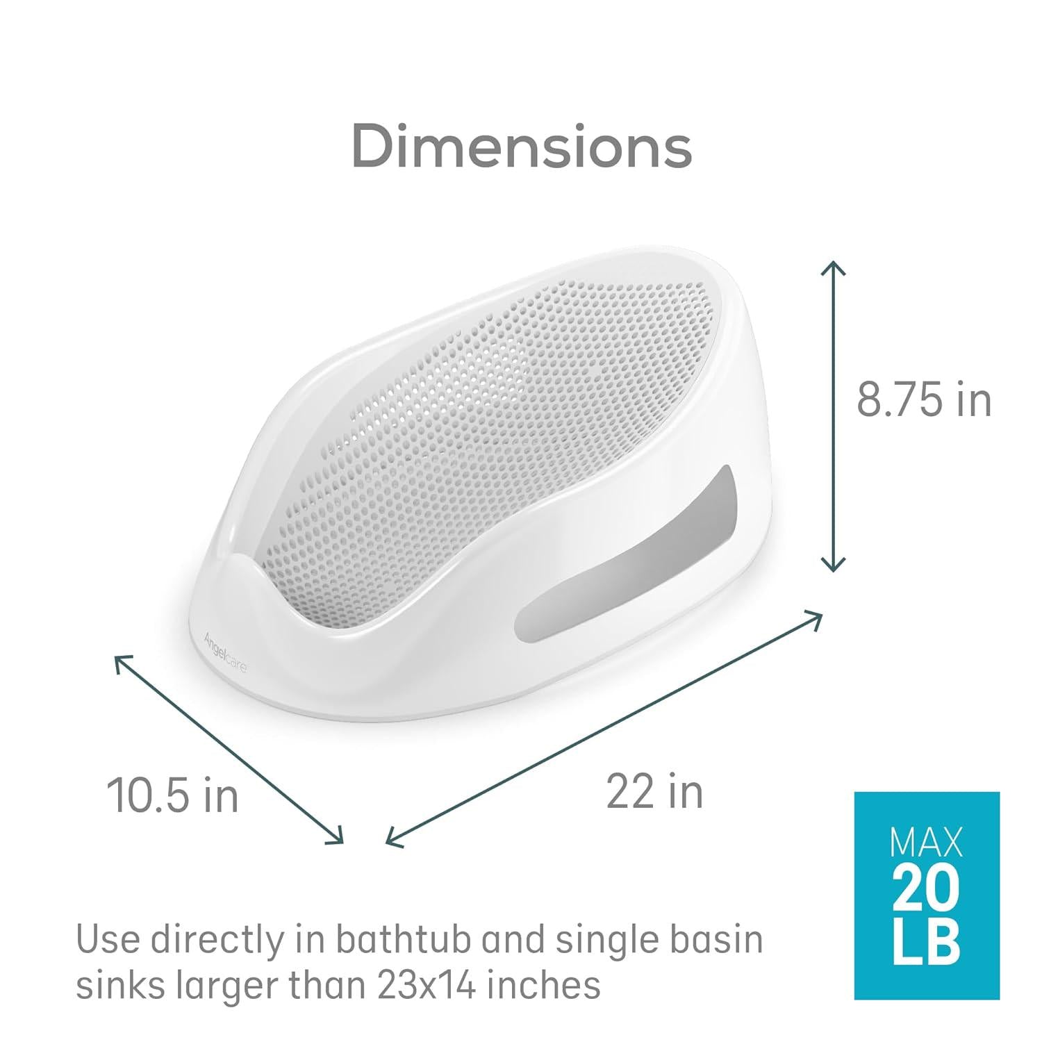 Angelcare Baby Bath Support (Gray) | Ideal For Babies Less Than 6 Months Old,