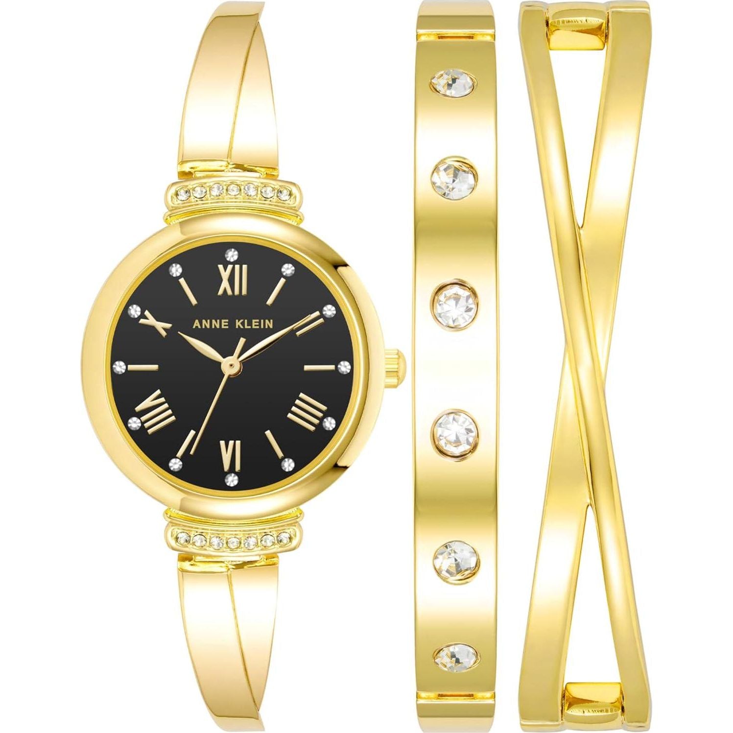 Anne Klein Women's Premium Crystal Accented Bangle Watch Set, AK/2245,Does not Apply
