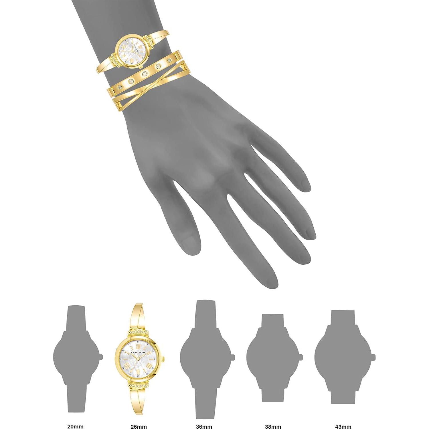 Anne Klein Women's Premium Crystal Accented Bangle Watch Set, AK/2245,Does not Apply