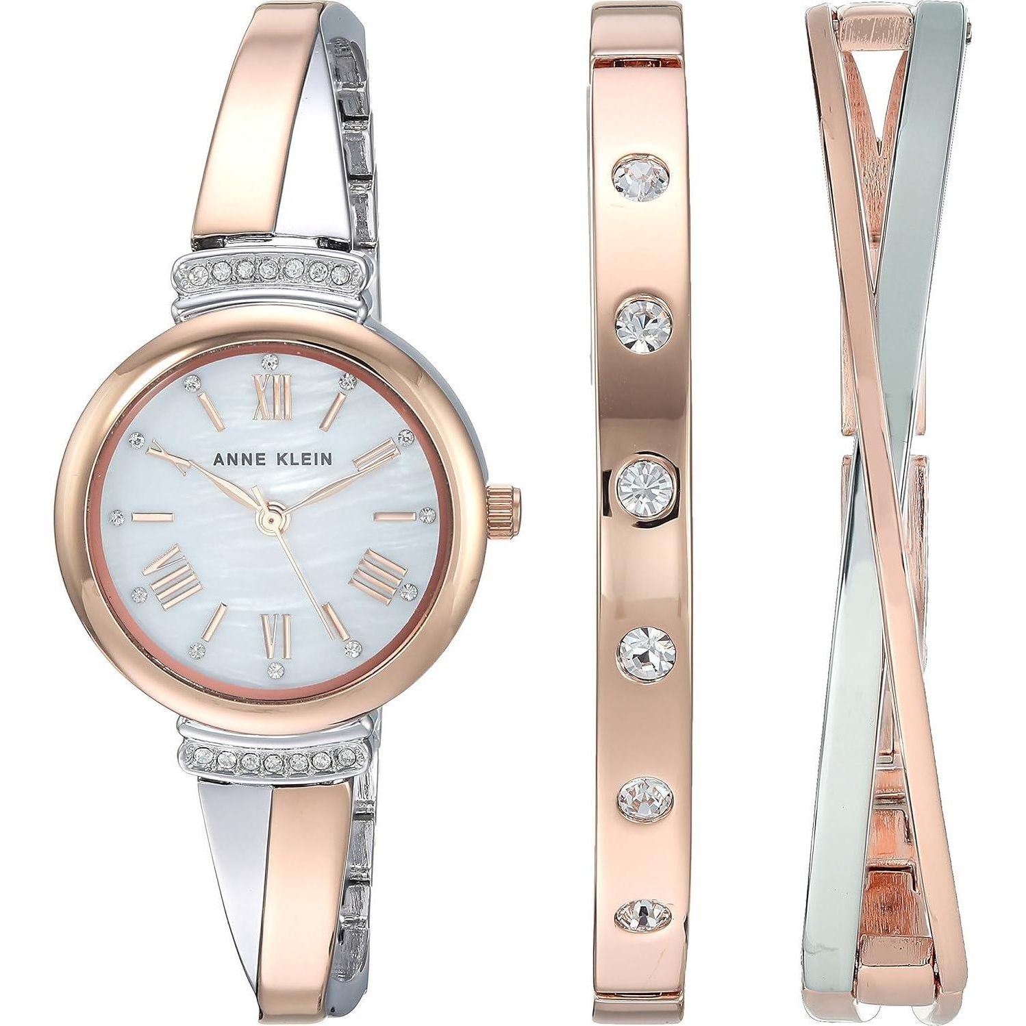 Anne Klein Women's Premium Crystal Accented Bangle Watch Set, AK/2245,Does not Apply