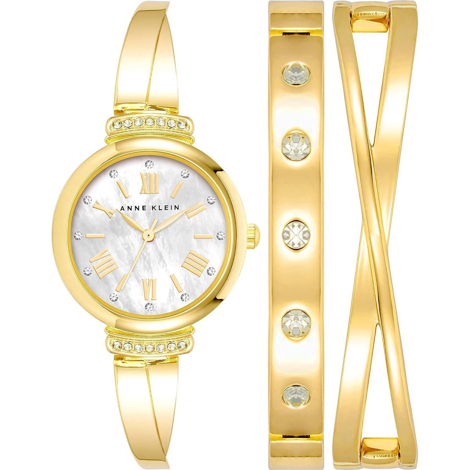 Anne Klein Women's Premium Crystal Accented Bangle Watch Set, AK/2245,Does not Apply