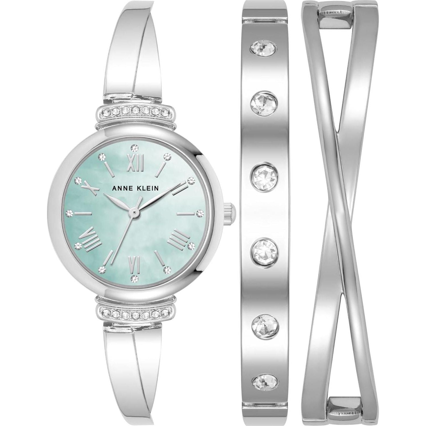 Anne Klein Women's Premium Crystal Accented Bangle Watch Set, AK/2245,Does not Apply