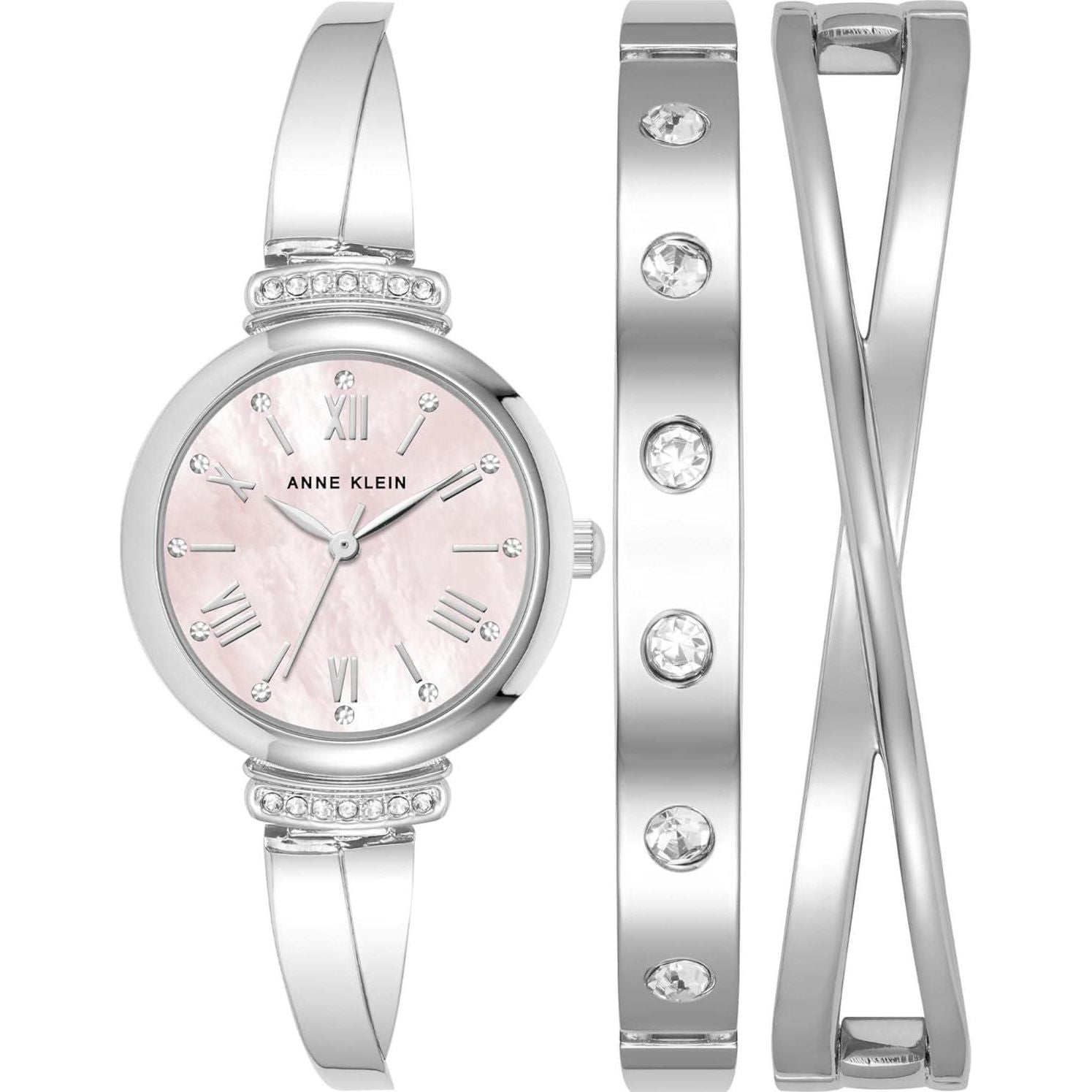 Anne Klein Women's Premium Crystal Accented Bangle Watch Set, AK/2245,Does not Apply