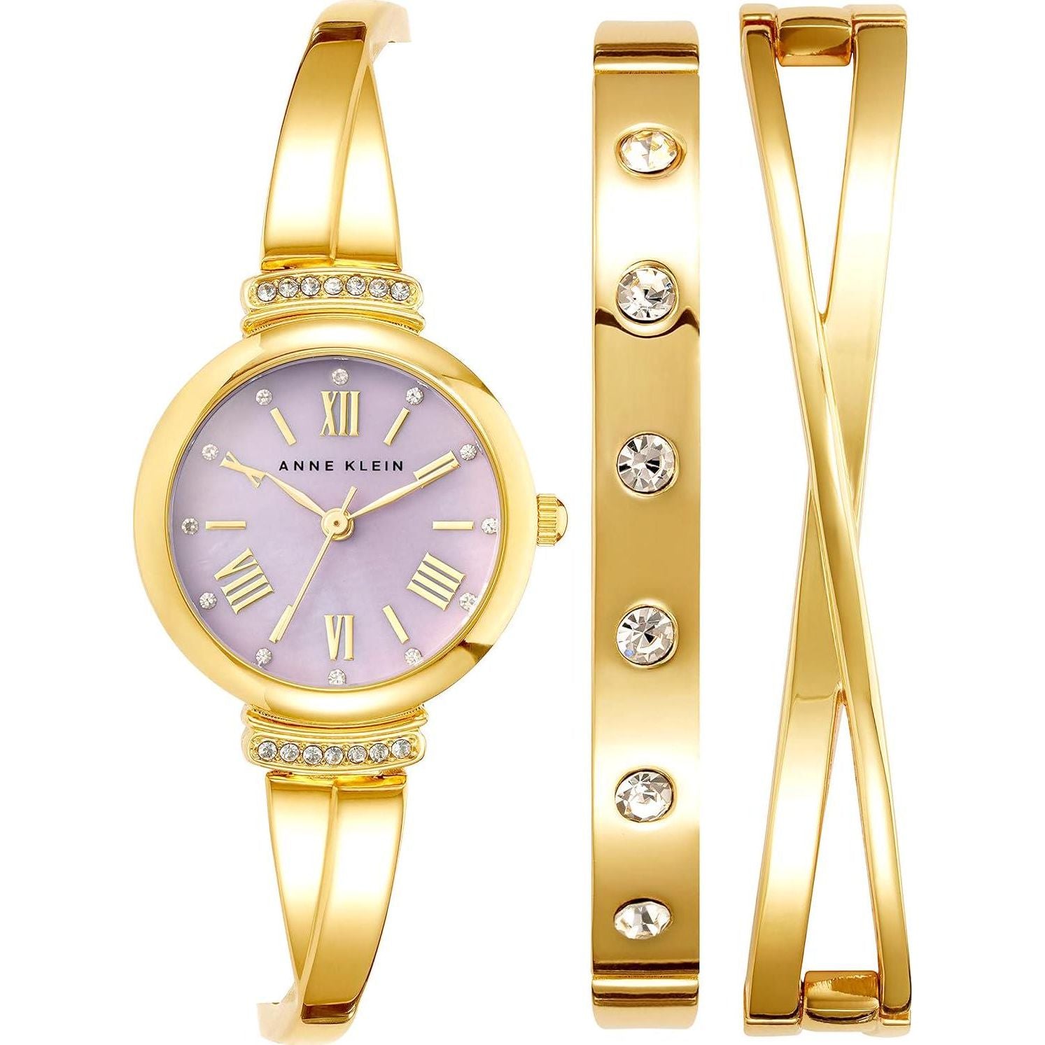 Anne Klein Women's Premium Crystal Accented Bangle Watch Set, AK/2245,Does not Apply