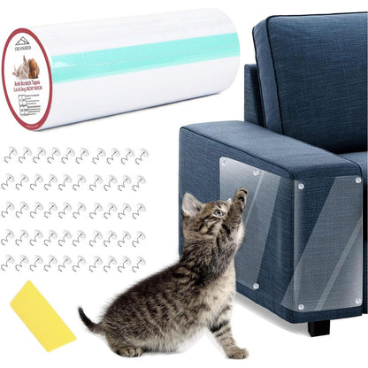 Anti Cat Scratch Furniture Protector, 200 X 12 , Couch Protector For Cats,Cat Couch Protector, Single Side Furniture Protectors From Cats, Couch Cat Scratch Protector 50 Twist Pins +1 Scraper,