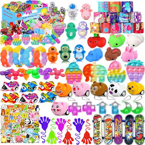 Aowrebu 117 Piece Kids Party Favors Set Pop Fidget Toys Treasure Chest Prizes for Ages 4 12