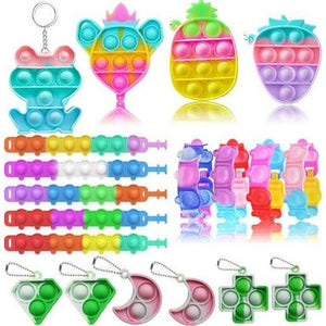 Aowrebu 117 Piece Kids Party Favors Set Pop Fidget Toys Treasure Chest Prizes for Ages 4 12