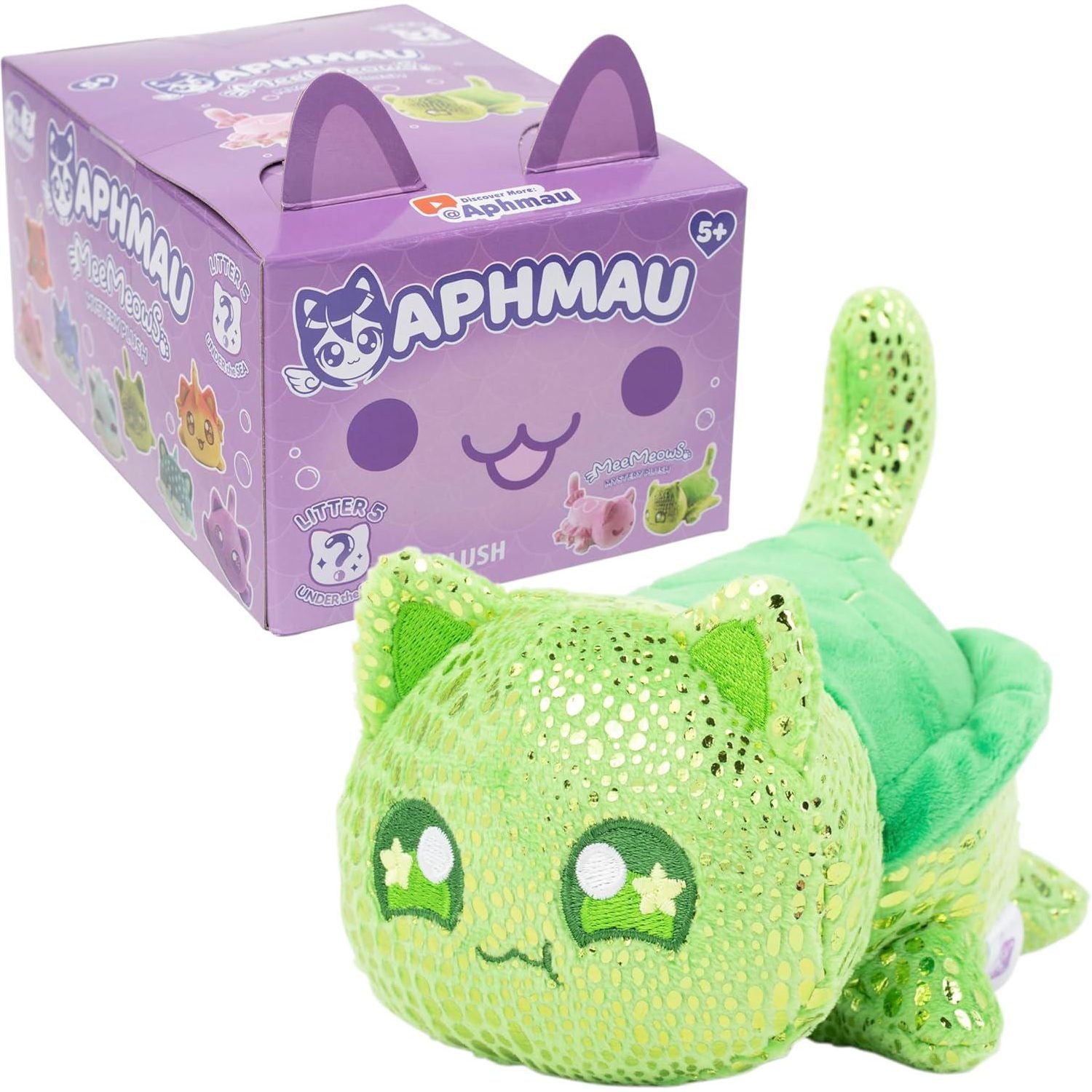 Aphmau Mini Mystery 6 Plush - Under The Sea Series 5-4 Pack; YouTube Gaming Channel, Blind Box, 4 Of 8 Unique Possible Under The Sea MeeMeows, Official Merch,