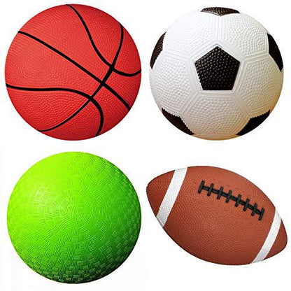 Appleround Sports Ball Set for Toddlers Includes 4 Balls with Pump Soccer Football and Playground Balls