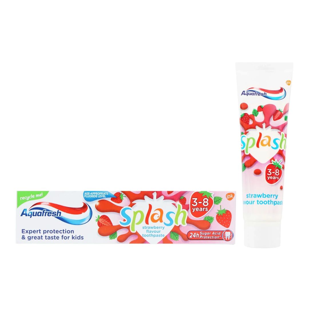 Aquafresh Splash Strawberry Flavor Toothpaste For Kids 3-8 Years 50ml,5054563087546