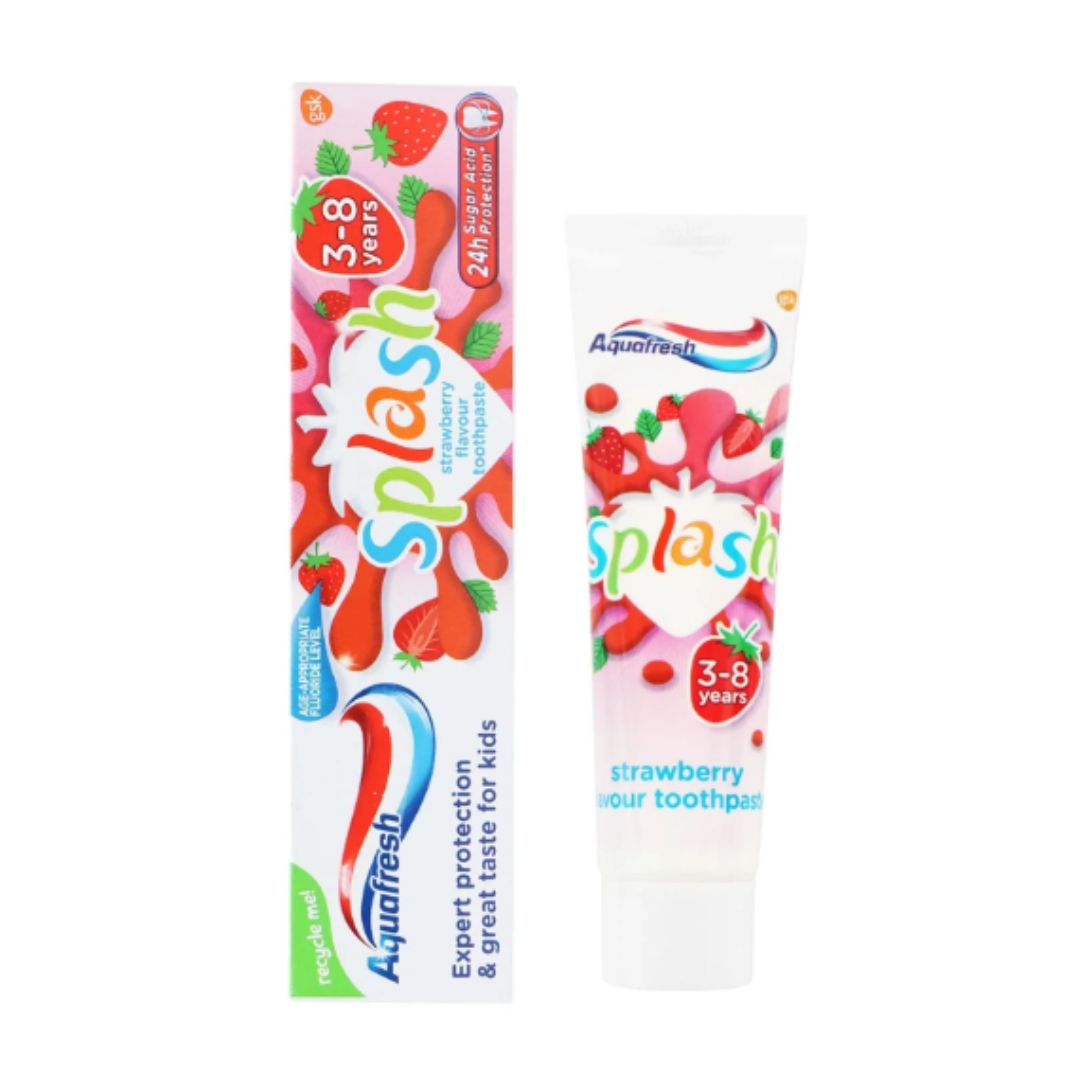 Aquafresh Splash Strawberry Flavor Toothpaste For Kids 3-8 Years 50ml,5054563087546