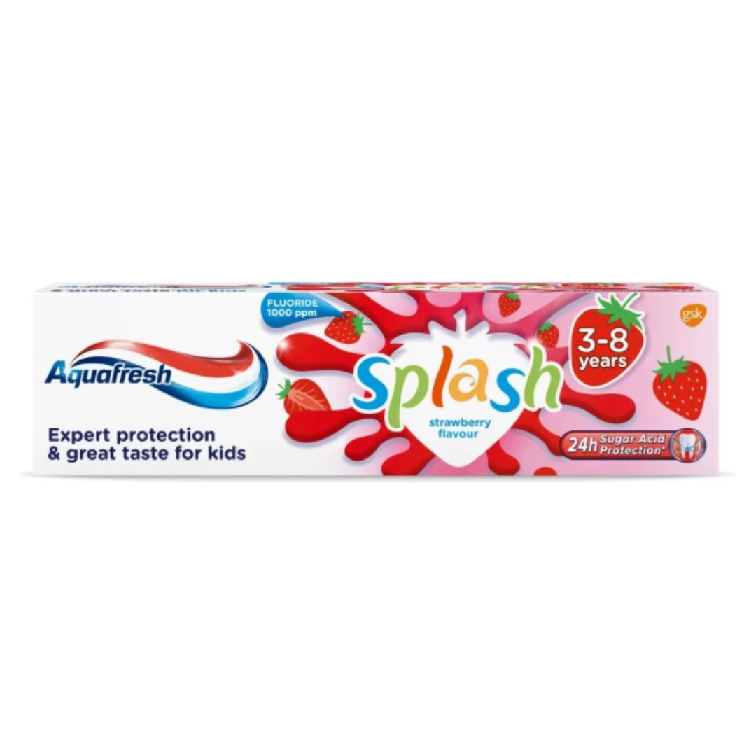 Aquafresh Splash Strawberry Flavor Toothpaste For Kids 3-8 Years 50ml,5054563087546