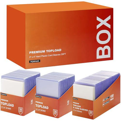 Arjiekwei 100 Count 3x4 Card Top Loaders Hard Plastic Protectors for Sports and Trading Cards