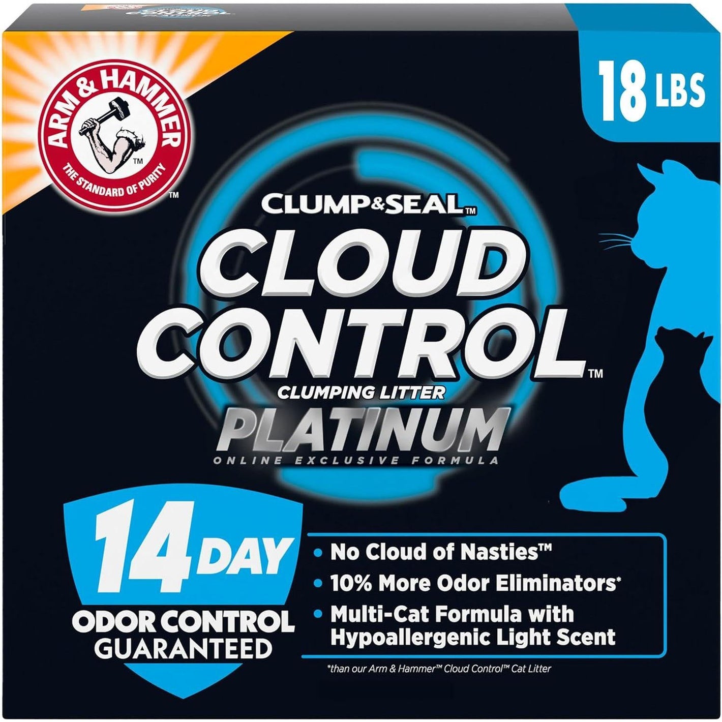 Arm and Hammer Cloud Control Platinum Cat Litter Odor Control Clumping Formula 18 lb Box