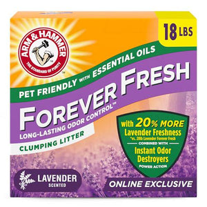 Arm and Hammer Forever Fresh Lavender Cat Litter for Multi Cats 18 lb Clumping with Essential Oils