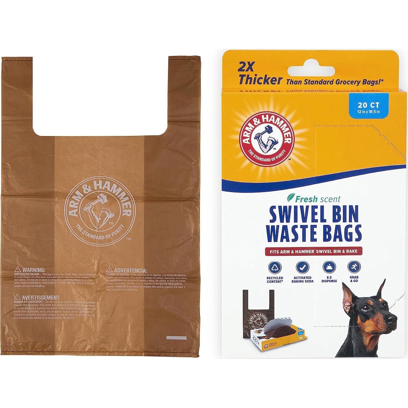 Arm & Hammer Heavy Duty Dog Poop Bags, 20 Ct, Swivel Bin Refills, Leakproof & Odor Control