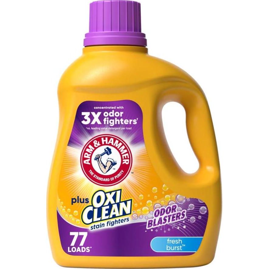 Arm & Hammer Plus OxiClean Odor Blasters Fresh Burst Liquid Laundry Detergent, 77 Loads, 1005oz