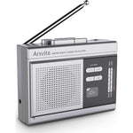 Arsvita Portable Cassette Player And Recorder, Cassette To MP3 Digital Converter, AM/FM Radio Tape Walkman, Support 4-32G Micro SD Card, Build-in Speaker And Microphone, Silver,