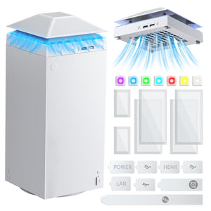 Auto Cooling Fan Dust Proof For Xbox Series X Console With Colorful Light Strip,Dust Cover Filter,Rubber Dust Plugs,Low Noise Top Fan With 3 Gears,Cooler&Light Touch Switch, 2 USB Port (White),