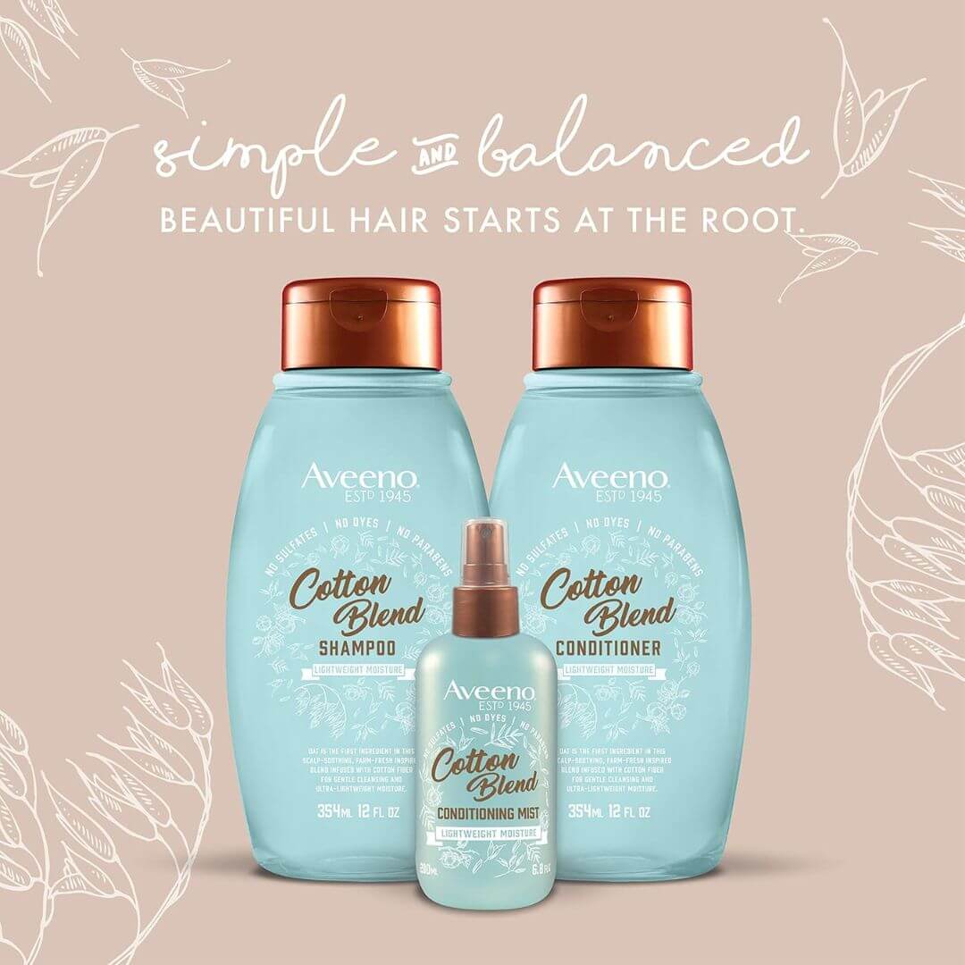Aveeno Cotton Blend Lightweight Moisture Shampoo 354ml,052800675469
