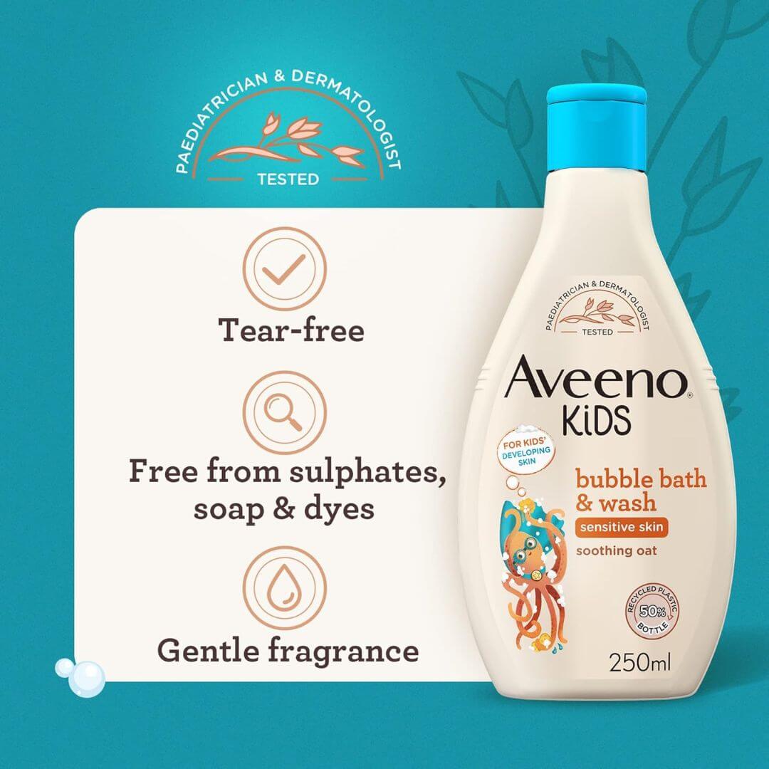 Aveeno Kids Sensitive Skin Soothing Oat Bubble Bath & Wash 250ml,3574661685311