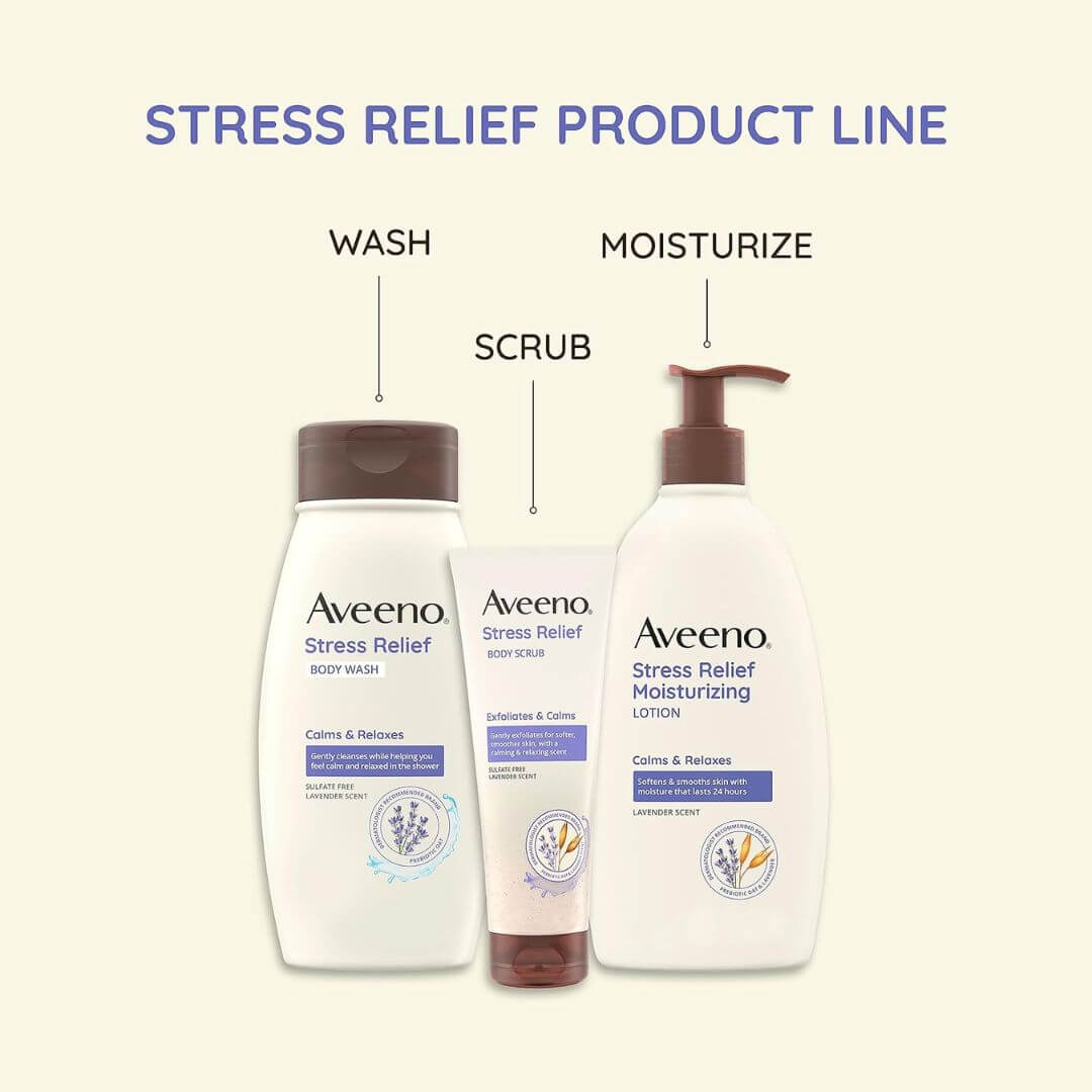 Aveeno Stress Relief Lavender Scent Calms & Relaxes Moisturizing Body Lotion,381370039167