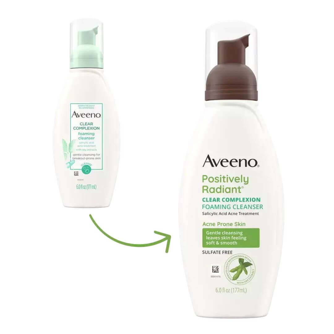Aveeno Positively Radiant Clear Complexion Foaming Cleanser For Acne Prone Skin 177ml,381370036913