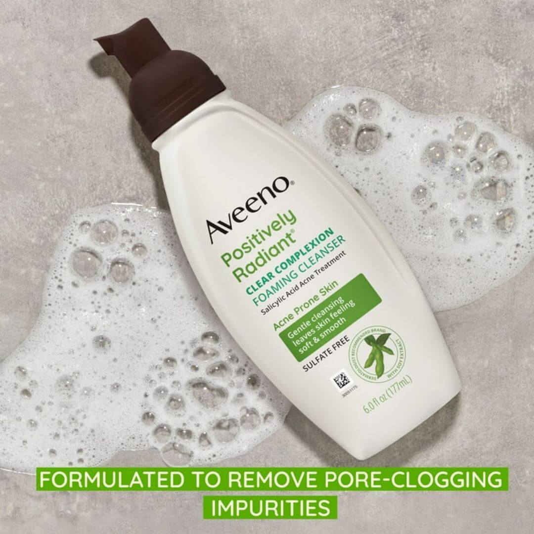 Aveeno Positively Radiant Clear Complexion Foaming Cleanser For Acne Prone Skin 177ml,381370036913
