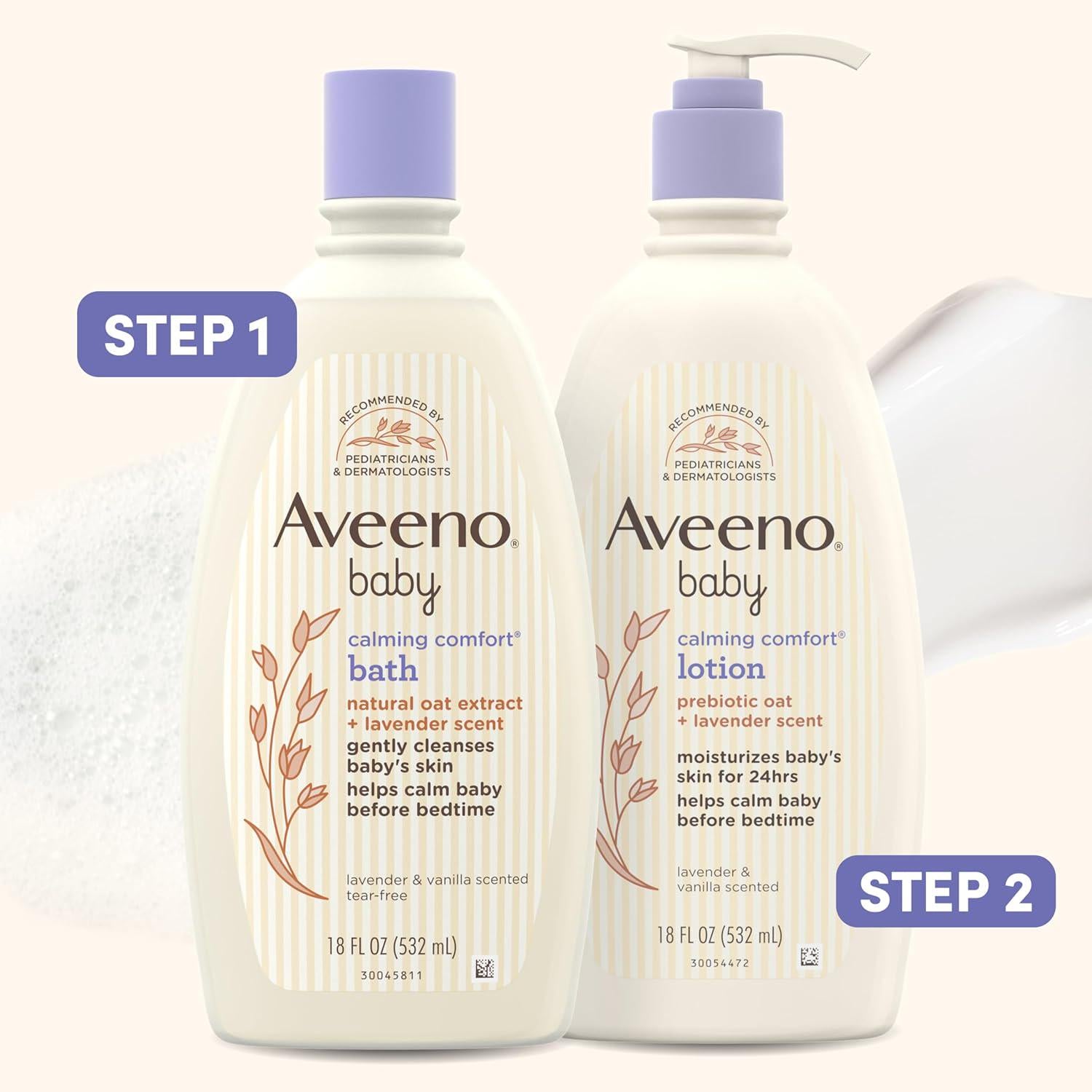 Aveeno Baby Calming Comfort Bath With Relaxing Lavender And Vanilla Scents, Hypoallergenic And Tear-Free Formula, Paraben- And Phthalate-Free, 18 Fl Oz (Pack Of 1),
