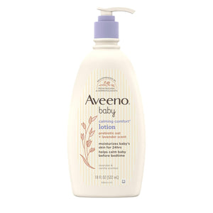 Aveeno Baby Calming Comfort Moisturizing Body Lotion, 18 Fl. Oz | With Relaxing Lavender And Vanilla Scents, Non-Greasy, Nourishing Prebiotic Oatmeal, Paraben- And Phthalate-Free,