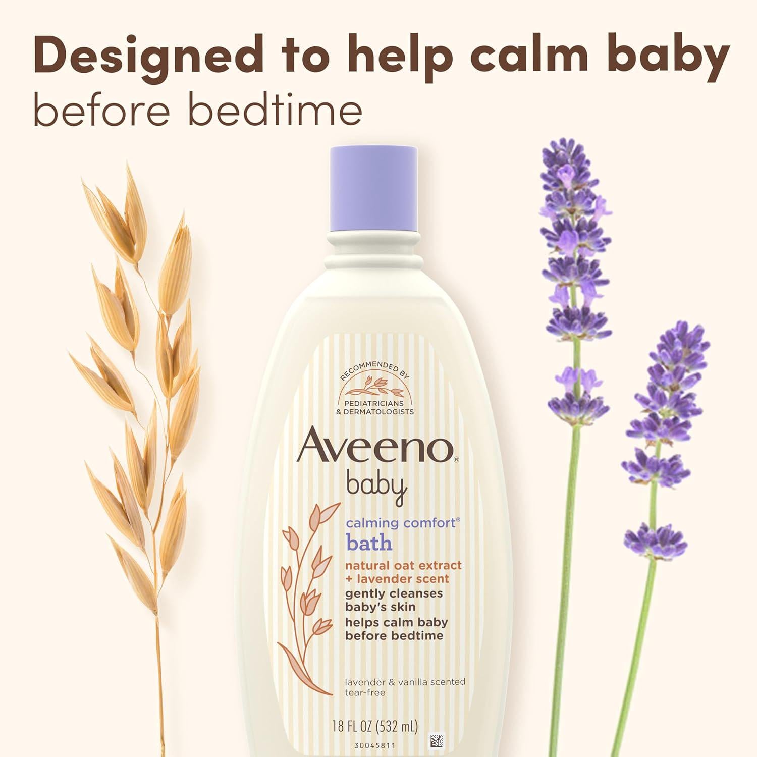 Aveeno Baby Calming Comfort Bath With Relaxing Lavender And Vanilla Scents, Hypoallergenic And Tear-Free Formula, Paraben- And Phthalate-Free, 18 Fl Oz (Pack Of 1),