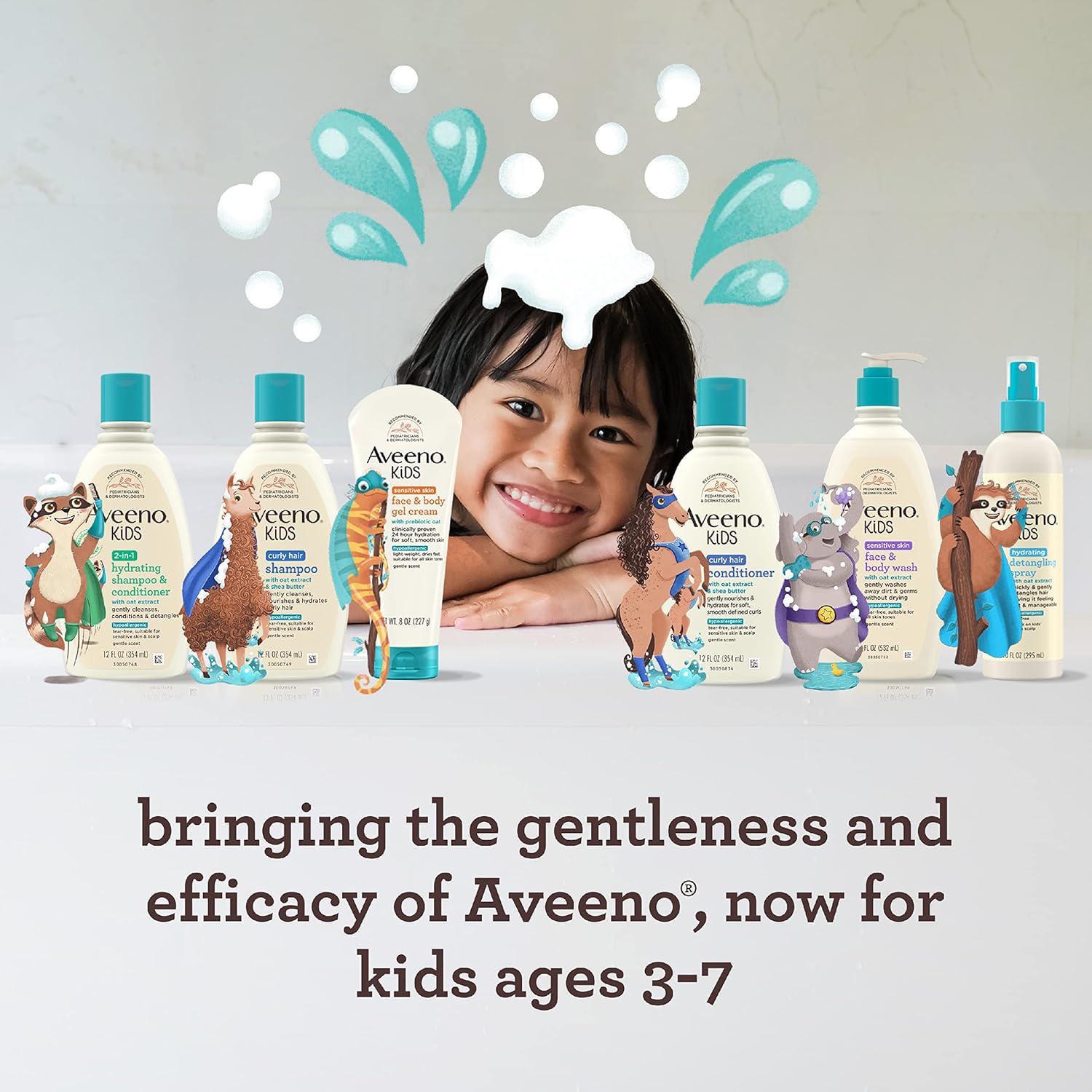 Aveeno Kids Sensitive Skin Face And Body Wash With Oat Extract, Gently Washes Away Dirt And Germs Without Drying, Tear-Free And Suitable For All Skin Tones, Hypoallergenic, 18 Fl. Oz,