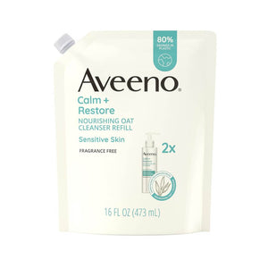 Aveeno Calm + Restore Nourishing Oat Cleanser Refill Pouch For Sensitive Skin 473ml