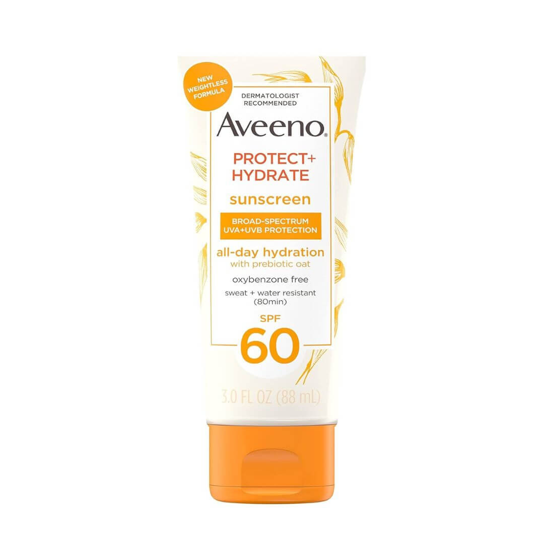 Aveeno Protect + Hydrate SPF 60 All-Day Hydration Prebiotic Oat Sunscreen 88ml