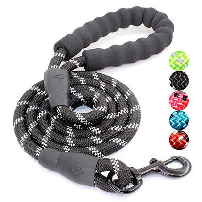 BAAPET Dog Leash 5ft with Padded Handle Reflective Threads for Small to Large Dogs Black