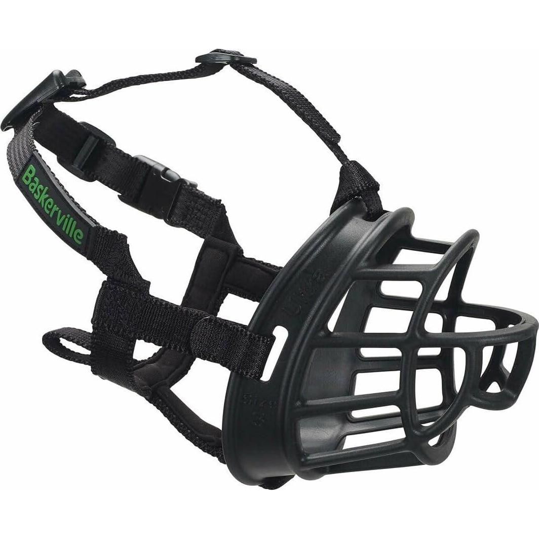 Baskerville Ultra Dog Muzzle Size 4 Black Adjustable Padded Humane Design for Medium Dogs Breathable