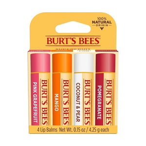 Burt's Bees Pomegranate/Coconut & Pear/Mango/Pink GrapeFruit Lip Balm (Pack Of 4) 4.25g Each