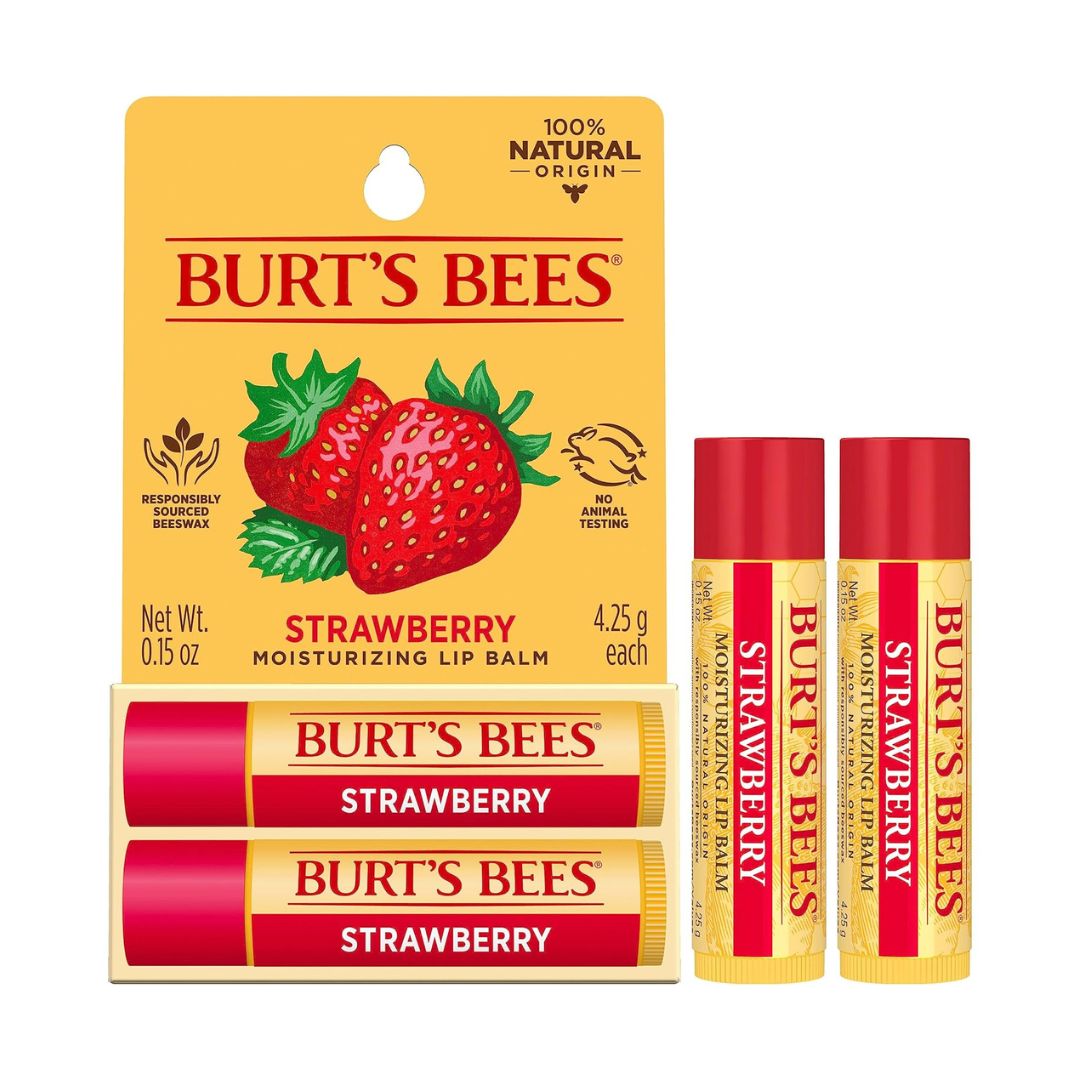 Burt's Bees Strawberry Moisturizing Lip Balm (Pack Of 2) 4.25g Each,792850897717