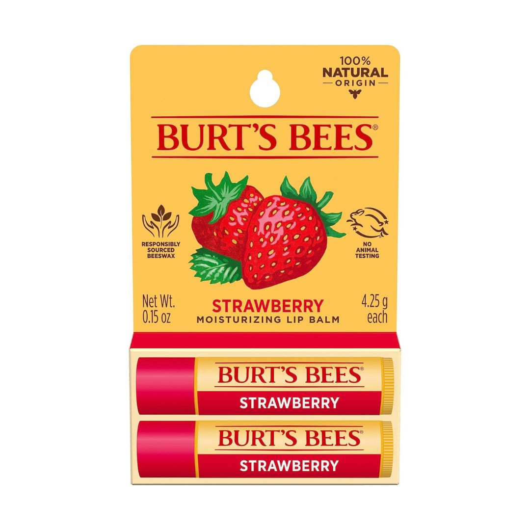 Burt's Bees Strawberry Moisturizing Lip Balm (Pack Of 2) 4.25g Each