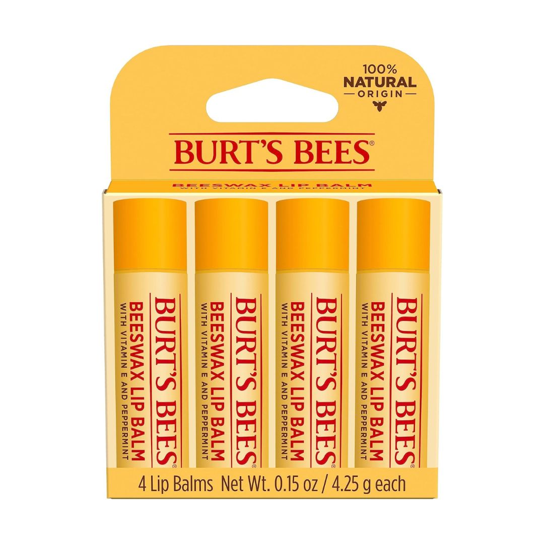 Burt's Bees Beeswax Vitamin E & Peppermint Lip Balm (Pack Of 4) 4.25g Each,792850011984